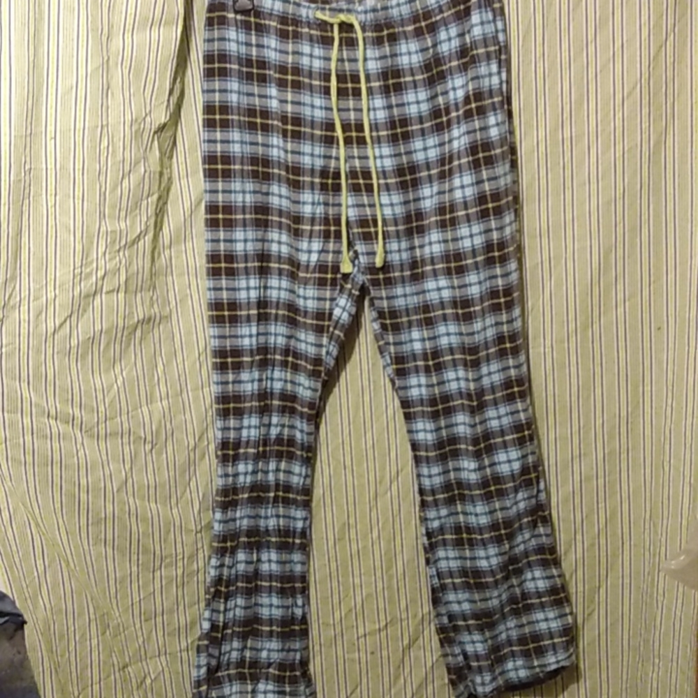 Cynthia Rowley Medium Blue Brown Plaid flannel pajama pants
